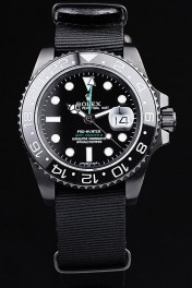 Rolex Swiss GMT Master II Pro-Hunter Black Fabric Strap Black Dial