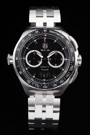 Tag Heuer Swiss SLR Tachymeter Bezel Stainless Steel Black Dial