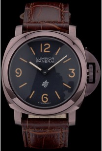 Panerai  Luminor Brown Leather Strap Black Dial 80164