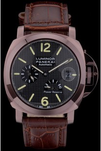 Panerai  Luminor Brown Leather Strap Black Dial 80165