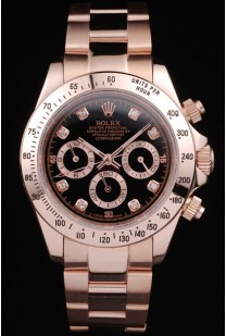 Rolex Daytona Rose GoldPlated Stainless Steel Black Dial