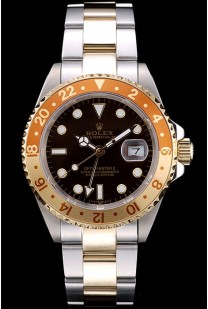 Rolex GMT Master II Gold Colored Ceramic Bezel Brown Dial Tachymeter