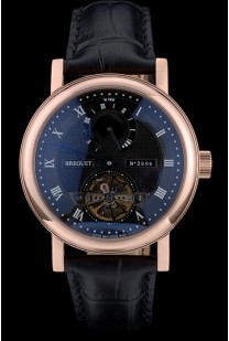 Breguet Classique Complications Rose Gold Case Black Leather Strap 80156