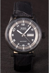 Mido Multifort Black Croco Leather Strap Black-Silver Dial 80296