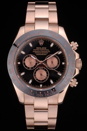 Rolex Daytona Black Ion Plated Tachymeter Rose Gold Strap Black Dial 80245