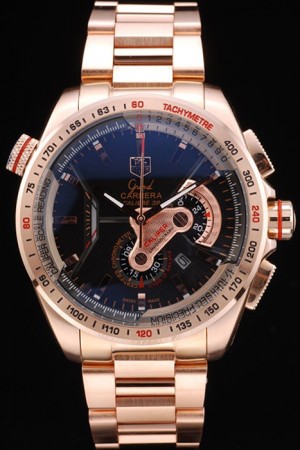 Tag Heuer Carrera Rose Gold Case Black Dial