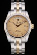 Swiss Tudor Classic Rose Gold and Stainless Steel Polished Bezel Golden Dial 80305